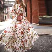 Robe maxi bohème à manches courtes en velours écologique pour femmes, style vintage personnalisé, à fleurs