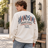 Sweat-shirt décontracté pour homme en maille gaufrée à col rond et manches longues, imprimé déchiré, style streetwear quotidien, vente en gros