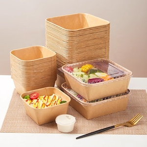 Chưa tẩy trắng nâu dùng một lần vuông nhỏ ăn trưa hộp takeout container với nắp để đi đưa ra Vỏ Sò cho thực phẩm - Product Image 5