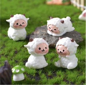 Anime figurina Mini cartoni animati in resina di arte di pecora artigianato figurina e decorazione per la tavola di casa in miniatura giocattoli e regali - Product Image 1