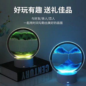 Adorno de Escritorio de Lujo para Influencers: Pintura Dinámica de Arenas Movedizas, Reloj de Arena 3D Estereoscópico, Pequeña Luz Nocturna Creativa para Aliviar el Estrés - Product Image 2