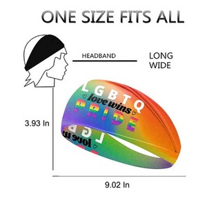 Wholesale Custom Logo Digital Printing Breathable Multi-Functional Rainbow <b>Headband</b> Headwraps Elastic Wide Stretchy Promotional - Product Image 4