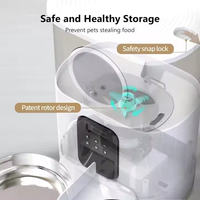 Distributeur intelligent pour animaux de compagnie, bouton de capacité de 5L, contrôle par application Wifi, deux bols d'alimentation, réglage intelligent de la minuterie, double mangeoire automatique pour animaux de compagnie