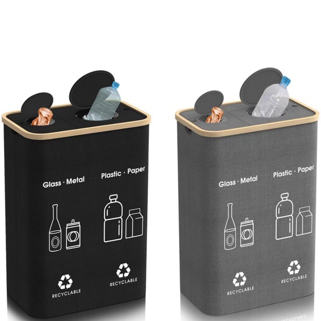 Recycling Bin, Recycling Bin for Kitchen Home,Double Recycle Bin Indoor,Collecting Bottles Can Glass Plastic Metal Waste
