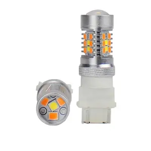 Lkt t20 3157 7443 luz de led de seta dupla, cor branca âmbar 42smd 2835 luz de circulação diurna 12v led