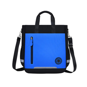 Tutoring Bag For Primary Secondary Students Red Blue Splicing Design With Zipper Pocket Unisex Crossbody Bag - Product Image 5