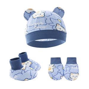 Шапка для маленьких мальчиков, детские варежки и пинетки, набор, детские шапки, 100% хлопчатобумажные шапки для новорожденных - Product Image 3