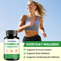 Ausreson OEM Vitamine D3 500mg Capsules pour Adultes Soutien du Système Immunitaire Santé Osseuse Supplément Végétalien Calcium Vitamine D3 K2 en Capsules