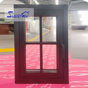 Superwu AAMA/NFRC/NAMI Ventana de toldo vertical de aluminio Miami a prueba de huracanes <span class=keywords><strong>Ventanas</strong></span> abatibles de vidrio de aluminio con celosía de vidrio - Product Image 1