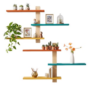 Wooden Wall <b>Shelf</b> Rectangle 3 Floors Durable Multi Layer Storage <b>Rack</b> For Home Decor Entryway Wall Mounted Type - Product Image 4