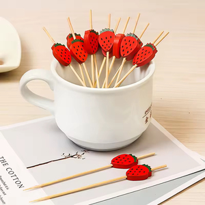 Palo de Bambú Desechable con Forma de <span class=keywords><strong>Fresa</strong></span>, Pincho de Fruta de 12cm <span class=keywords><strong>para</strong></span> Barbacoa de Fiesta - Product Image 3