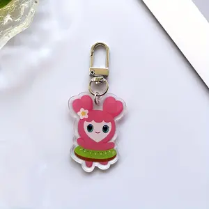 プラスチックチャームかわいい漫画の動物のキーホルダープリントかわいいペンダントプラスチックキーリングつや消しアクリルキーホルダー