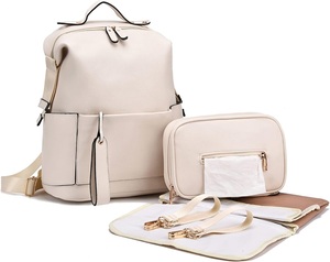 Sac à dos à langer en cuir pour femme, sac <span class=keywords><strong>de</strong></span> voyage pour bébé, sac à dos d'extérieur pour maman avec matelas à langer et sangles <span class=keywords><strong>de</strong></span> poussette - Product Image 1