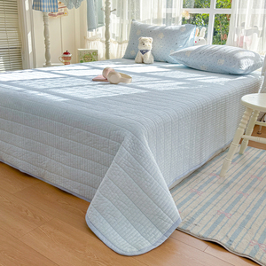 <span class=keywords><strong>Set</strong></span> di Biancheria da Letto 4 Pezzi in Cotone Stampato Stile Fresco Blu, <span class=keywords><strong>Copripiumino</strong></span> in <span class=keywords><strong>Flanella</strong></span> Trapuntata, Copriletto a Doppio Strato in Garza - Product Image 6