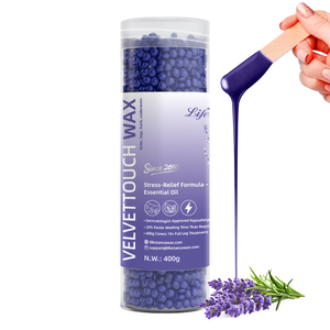 Vente en gros de 400g de cire dure dépilatoire en perles, hypoallergénique, parfum lavande, en conserve, pour l'épilation en salon et en vrac - Product Image 3