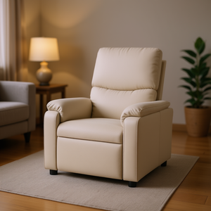 Sillón Reclinable de Tela Crema con Reposabrazos Ajustables, Función de Masaje, para Uso Doméstico, Masaje Corporal Completo - Product Image 2