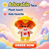Peluche personnalisée renard orange, jouet en peluche pour enfants, adorable poupée renard de dessin animé avec chapeau jaune et tenue sportive