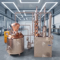 200 Liter 4-platen semi-automatische watergekoelde fruitwijn distilleerketel koperen refluxkolom brandewijn wodka whisky productiemachine