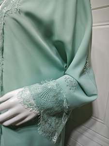 Фабрика Sharut Abaya: OEM/ODM Дубайская абайя класса люкс для Рамадана и Ид, исламское женское платье, скромное кимоно с кружевной отделкой, открытая абайя-платье - Product Image 5