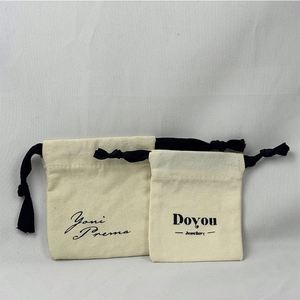 Custom Logo High Quality Cotton <b>Drawstring</b> Bag Natural Color Canvas Bag Biodegradable Dust <b>Pouch</b> Bag - Product Image 5