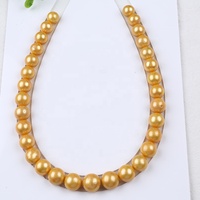 Brin de perles rondes Edison d'eau douce naturelle, couleur or, 11-15mm