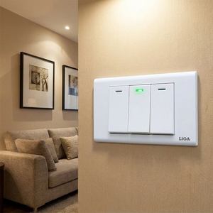 Interrupteur mural classique blanc 3 gangs 1 voie, interrupteur à bouton-poussoir pour éclairage électrique, pour usage domestique et commercial - Product Image 4