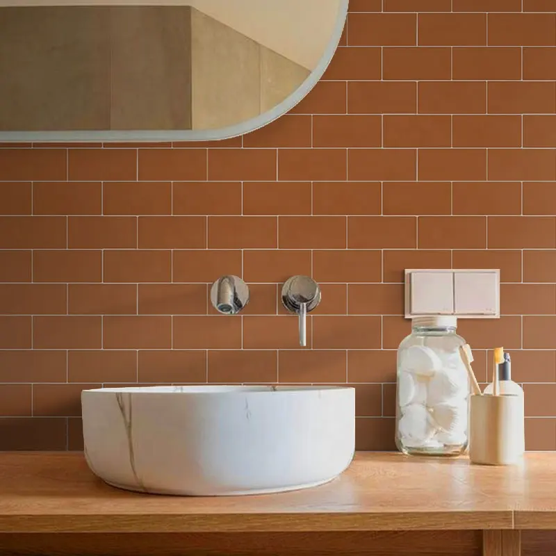 10 levhalar 3D su geçirmez PVC duvar panelleri ev iç dekorasyon için renkli metro Peel & etiketler fayans mutfak banyo