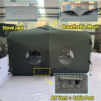 Tente de camping gonflable grande taille 10m, imperméable, quatre saisons, en coton TC 210g noir, tubes d'air 16cm, fenêtres TPU, ventilation bidirectionnelle, pour camping-car