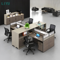 Poste de travail modulaire moderne pour 4 personnes avec armoire de rangement et panneau d'intimité pour mobilier de bureau d'entreprise
