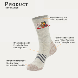 شعار مخصص صوف ميرينو الحراري دافئ الشتاء المشي لمسافات طويلة في الهواء الطلق طاقم الجوارب التزلج على الجليد في الهواء الطلق الجوارب الرياضية مع جيب - Product Image 4