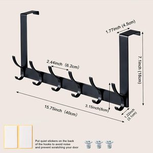No Drilled <b>Over</b> <b>Door</b> Coat Hanger <b>Over</b> <b>the</b> <b>Door</b> Towel Rack with 6 <b>Hooks</b> for Hanging Coats - Product Image 2