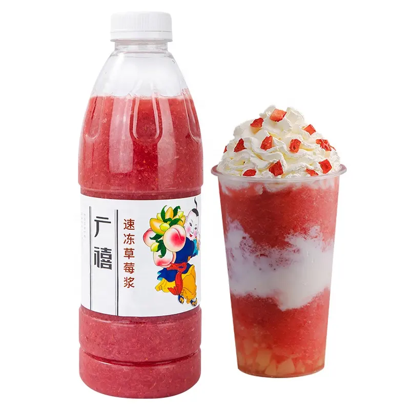 IQF Strawberry Pulp Frozen Strawberry Puree Ganti Buah Segar untuk Bubble Tea