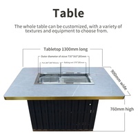 Yawei – table de barbecue et de rinçage de style chinois, 730, tube noir et or, pot chaud de barbecue, table de plaque de roche