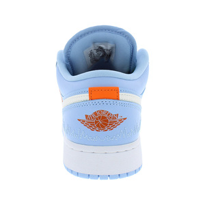 Nike Air Jordan 1ต่ำ SE GS รองเท้ากีฬาเด็กผู้หญิงรองเท้าผ้าใบสีฟ้า/สีเขียวสดใส/ความปลอดภัยสีส้มขนาด4กับ PU - Product Image 4