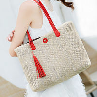 Sac fourre-tout pliable en velours côtelé et paille YIYOU, style rétro décontracté, tissé à la main, pour usage quotidien