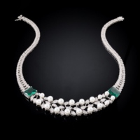 Parures de colliers de luxe 00125 en perles et zircons cubiques colorés pour femmes, bijoux de mariage, de fête, micro-pavés de zircone, bijoux de fiançailles