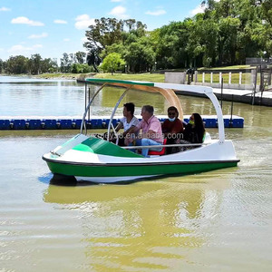 Bote Eléctrico para 5 Personas con Drenaje Automático, Bote a Pedal de Fibra de Vidrio, Bote Pequeño de Recreo para Parques Acuáticos - Product Image 5