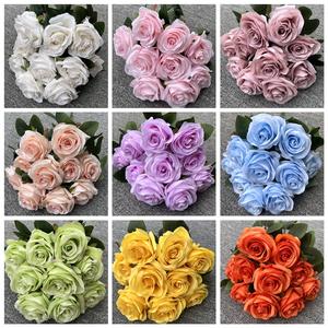 Nouveau 10 Tête Rose Fleurs Artificielles Usine En Gros Fond De Mariage Mur Faux Roses Xi <span class=keywords><strong>Shi</strong></span> <span class=keywords><strong>Mei</strong></span> Décoration De Mariage Bundle - Product Image 3