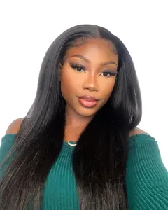 Wholesale Cheap Unprocessed Top Quality 13*4 Yaki straight lace front Wigs For Black Women