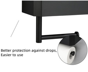 WEKIS nuovo portarotolo di carta igienica a parete in acciaio inossidabile nero con contenitore per Dispenser di <span class=keywords><strong>salviette</strong></span> risciacquabili - Product Image 4