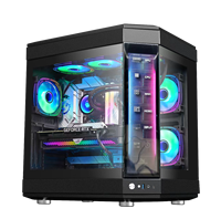 Étui en verre trempé à longue bande avec écran Lcd 240 360 étuis d'ordinateur de jeu Atx à refroidissement par eau avec cube d'écran