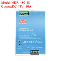 Alimentation électrique à découpage sur rail DIN NDR-480-48 Mean Well 480W 48V 10A, PFC actif, simple, efficacité de 95% pour l'automatisation industrielle