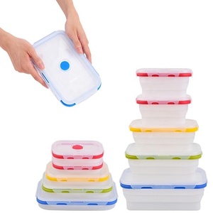 BPA Free Silicone <strong>Storage</strong> Boxes &amp; <strong>Bins</strong> Collapsible Food <strong>Storage</strong> Meal Prep Container with Microwave Safe <strong>Plastic</strong> Lid Lunch Box - Product Image 1