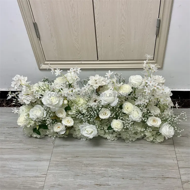 พวงมาลัยประดิษฐ์สำหรับตกแต่งในงานแต่งงานงานกิจกรรมใน QSLH-Ar171ตกเเต่งโต๊ะดอกกุหลาบสีขาวทรงกลมดอกไม้สำหรับเด็กทารก