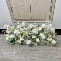 Dekorasi Pernikahan QSLH-Ar171, Garland Meja, Bunga Baby Breath Buatan, Mawar Putih, Centerpiece Bunga Bola, Bunga Baby Breath untuk Gapura