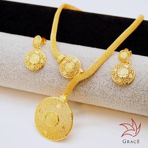 بيع بالجملة قلادة عتيقة 18 قيراط 24 قيراط مطلية بالذهب طقم مجوهرات جادتار هندي فاخر للنساء - Product Image 3