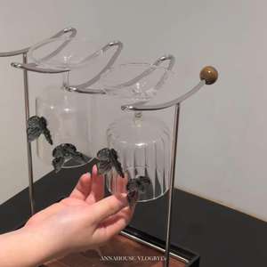 Portavasos de estilo chino, portavasos creativo para vino tinto, estante colgante de cristal <span class=keywords><strong>alto</strong></span>, portavasos de agua para drenaje de cocina - Product Image 3