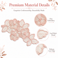 Applique en dentelle florale rose, garniture brodée de fleurs et de feuilles pour robes, chemisiers, sacs, vêtements et accessoires de couture DIY