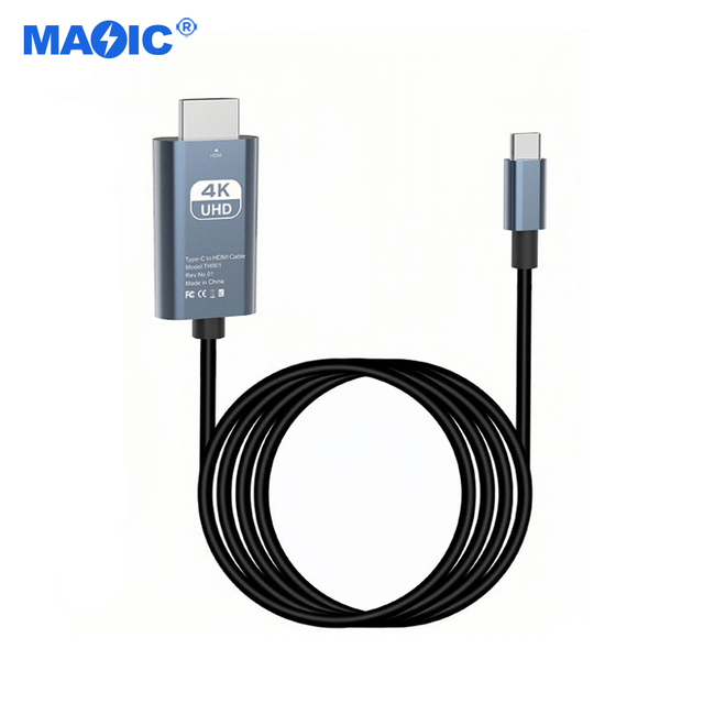 Cables Commonly Used Accessories 4k 30hz Mobile Phone to TV Cable USB 3.1 Type C to HDMI Adapter Cable USB C to HDMI