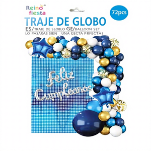 Peiyong - Juego de 72 Guirnaldas Azules con Globos de Estrellas y Confeti, Modelo 60779, para Decoración de Fiestas de Cumpleaños - Product Image 1